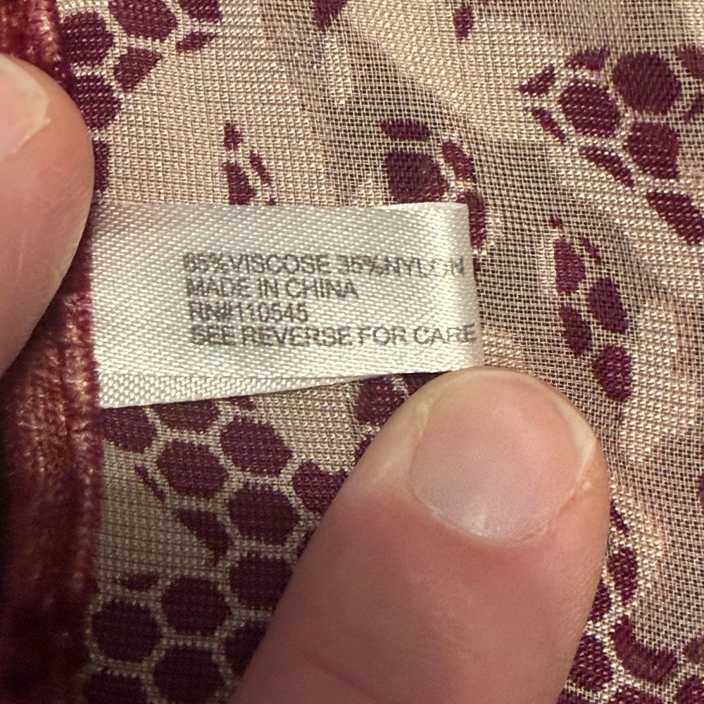 Reversible Floral scarf Burgundy/Beige Viscose Nylon Dry Clean Only - Picture 10 of 12